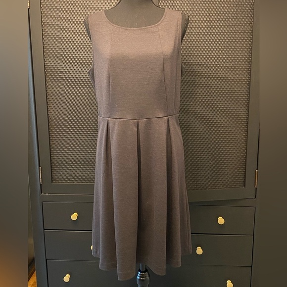 LOFT Pleated Sleeveless Dress Charcoal Gray - Picture 1 of 7